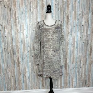Z Supply L Burnout Distressed Knit Camo Long Sleeve Tunic Dress Symphony